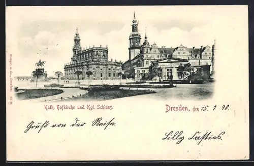 AK Dresden, Kath. Hofkirche und Kgl. Schloss