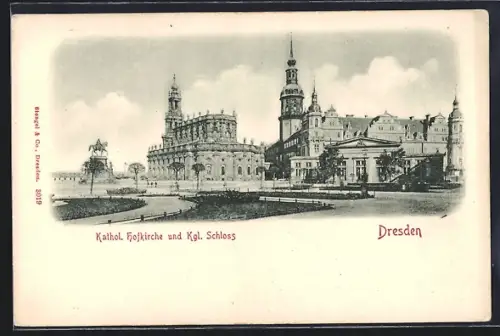 AK Dresden, Katholische Hofkirche und Königliches Schloss