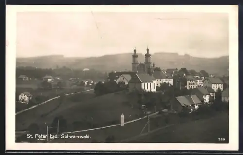 AK St. Peter /bad. Schwarzwald, Ortsansicht mit Kirche