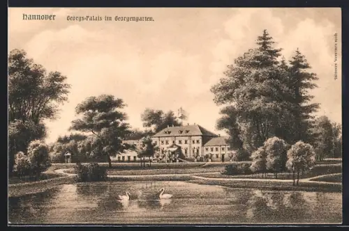 Künstler-AK Hannover, Georgs-Palais im Georgengarten