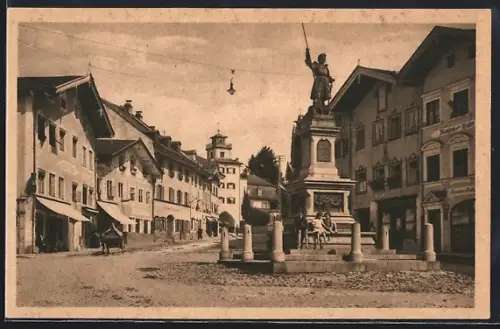 AK Bad Tölz, Partie am Kriegerdenkmal