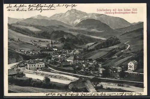 AK Schellenberg / Ramsau, Ortsansicht mit dem hohen Göll