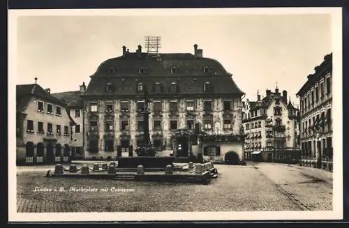 AK Lindau i. B., Marktplatz mit Cavazzen