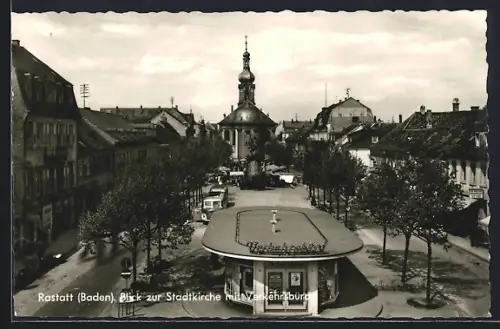 AK Rastatt /Baden, Stadtkirche mit Verkehrsbüro