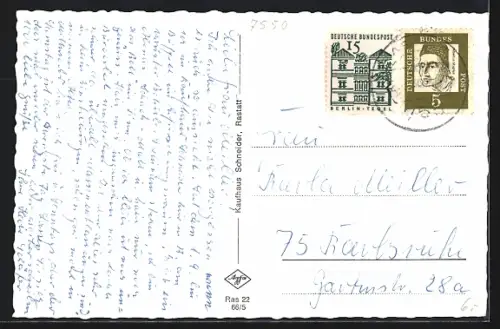 AK Rastatt /Baden, Stadtkirche mit Verkehrsbüro