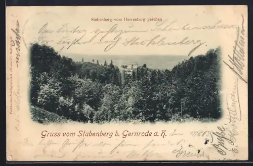 AK Gernrode a. H., Stubenberg vom Herrenberg gesehen