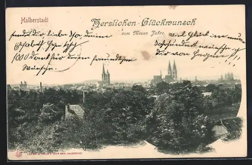 AK Halberstadt, Ortsansicht aus der Vogelschau