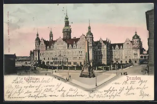 AK Dresden, Königliches Schloss mit Denkmal