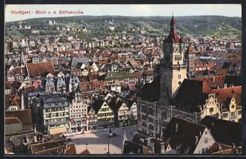 AK Stuttgart, Blick von der Stiftskirche