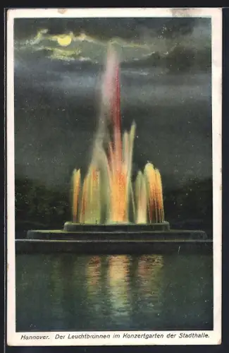 AK Hannover, Leuchtbrunnen im Konzertgarten der Stadthalle