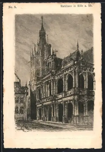 Künstler-AK Köln a. Rh., Rathaus