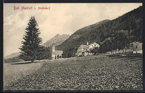 AK Bad Maistatt b. Niederdorf, Blick auf den Ort am Waldesrand