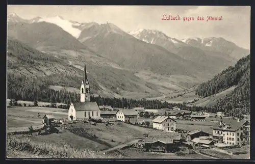 AK Luttach, Teilansicht mit Kirche gegen das Ahrntal