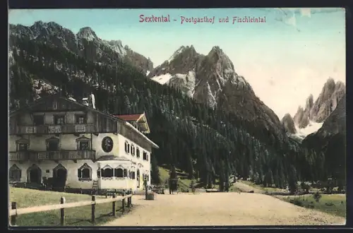 AK Sexten, Sextental, Der Postgasthof im Fischleintal