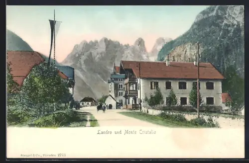 AK Landro, Blick in den Ort mit Monte Cristallo