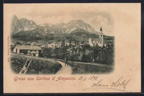 AK Cortina d`Ampezzo, Blick in den Ort
