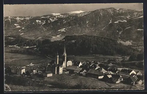 AK San Lorenzo in Pusteria, Totalansicht aus der Vogelschau