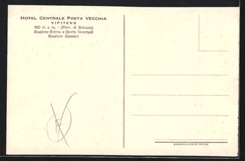 Künstler-AK Aldo Raimondi: Sterzing, Hotel Centrale Posta Vecchia