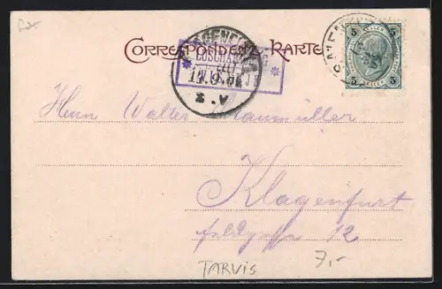 AK Tarvis, Maria Luschari, Ortsansicht mit Kirche