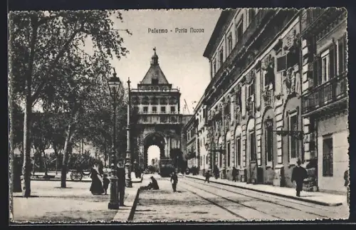 AK Palermo, Porta Nuova, Strassenbahn
