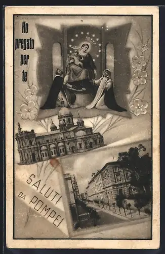 AK Pompei, Strassenpartie, Maria mit Kind und Anbetung, Palast