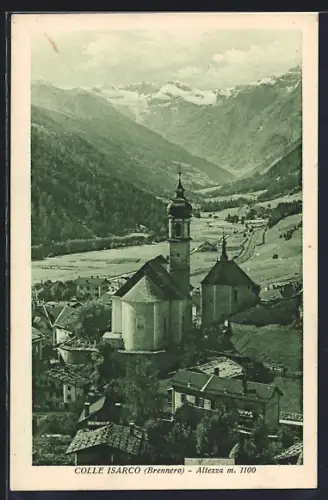 AK Colle Isarco /Brennero, Teilansicht mit Kirche und Bergpanorama aus der Vogelschau
