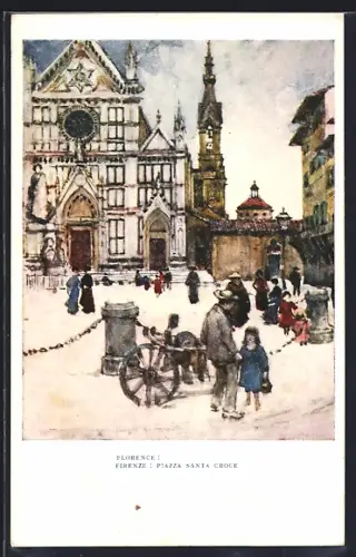Künstler-AK Firenze, Piazza Santa Croce