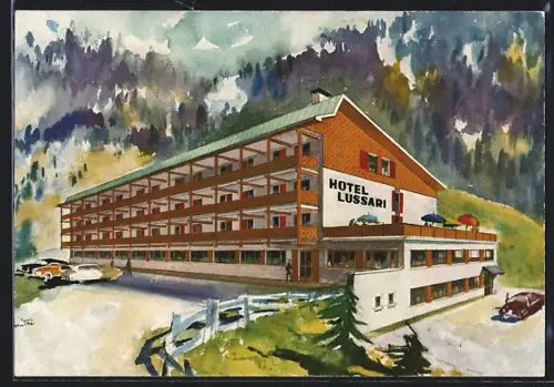 Künstler-AK Valbruna /Tarvisio, Hotel Lussari