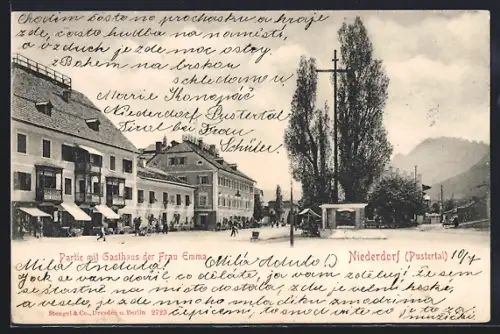 AK Niederdorf /Pustertal, Partie mit Gasthaus der Frau Emma