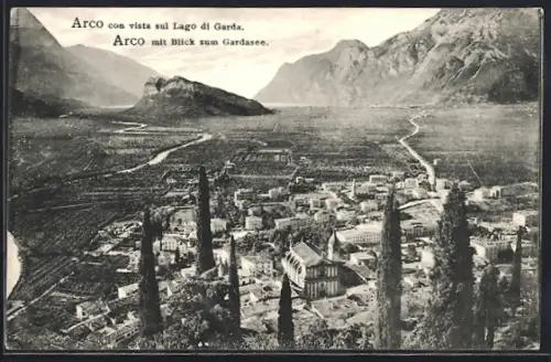 AK Arco, Ortsansicht mit Blick zum Gardasee