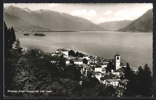 AK Brissago /Lago Maggiore, Ortsansicht mit Inseln