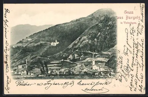 AK Burgeis in Vintschgau, Ortspartie im Gebirge