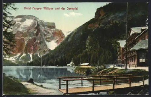 AK Prags, Pragser Wildsee, Hotel und der Seekofel
