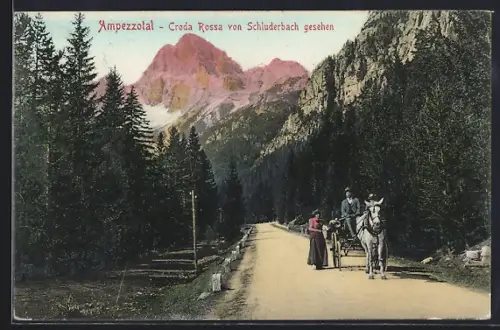 AK Schluderbach /Ampezzotal, Croda Rossa vom Ort aus gesehen