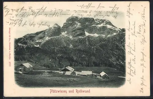 AK Plätzwiesen, Ortspartie mit Rothwand