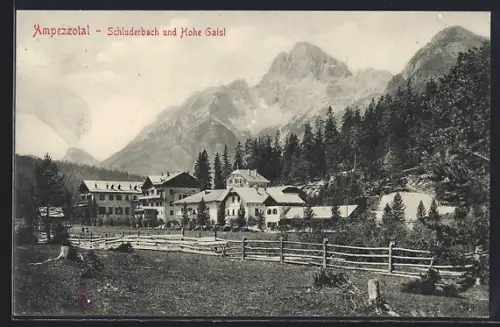 AK Schluderbach /Ampezzotal, Ortspartie und Hohe Gaisl