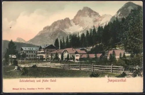 AK Schluderbach /Ampezzotal, Ortspartie und Hohe Gaisl