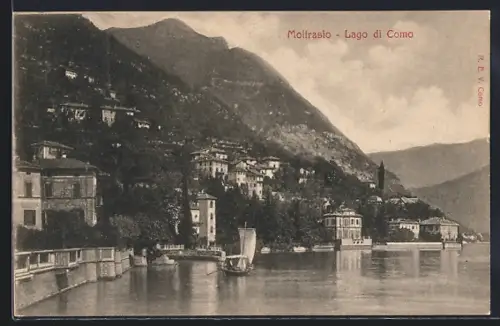 AK Moltrasio /Lago di Como, Uferpartie mit Segelboot