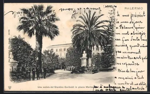 AK Palermo, Una veduta del Giardino Garibaldi in piazza Marina