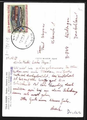 AK Sulden /Südtirol, Pension Villa Rainer, Bes. J. Rainer