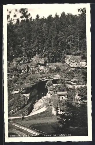 AK Pottenstein /Fränk. Schweiz, Eingang zur Teufelshöhle