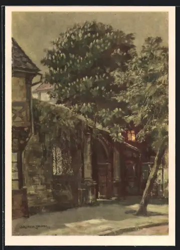 Künstler-AK Halberstadt, Altes Portal in der Gröperstrasse