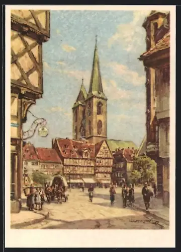 Künstler-AK Halberstadt, Holzmarkt