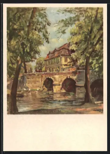 Künstler-AK sign. Walter Gemm: Alt-Halberstadt, Frühling an der Holtemme