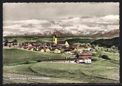 AK Altusried /Allgäu, Ortsansicht mit Alpenpanorama