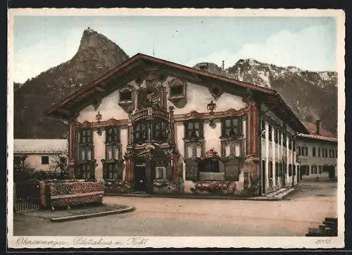 AK Oberammergau, Pilatushaus m. Kofel