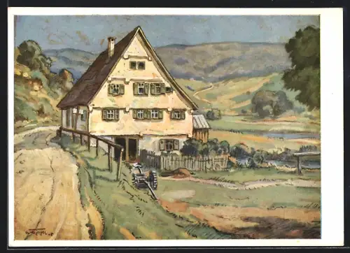 Künstler-AK Dapfen a. Lauter, Altes Haus