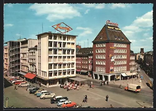 AK Bad Aachen, Partie am Friedrich-Wilhelm-Platz mit Ladengeschäften