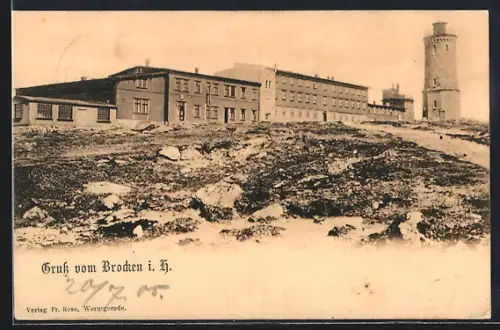 AK Brocken i. H., Brockenhotel und Aussichtsturm