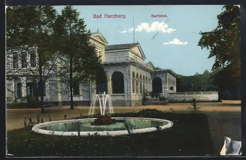 AK Bad Harzburg, Kurhaus mit Springbrunnen